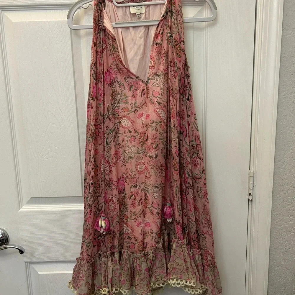 HEMANT & NANDITA Pink Floral Halter Mini Dress - Picture 7 of 8